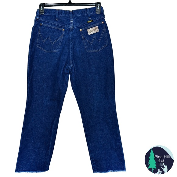 Vintage Wrangler Jeans 30x26 Blue Dark Wash Raw Hem High Rise Straight Made USA - Picture 2 of 8